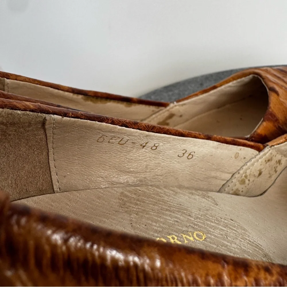 Paolo Iantorno Eel Skin Leather Heels Pointed Toe Brown 36